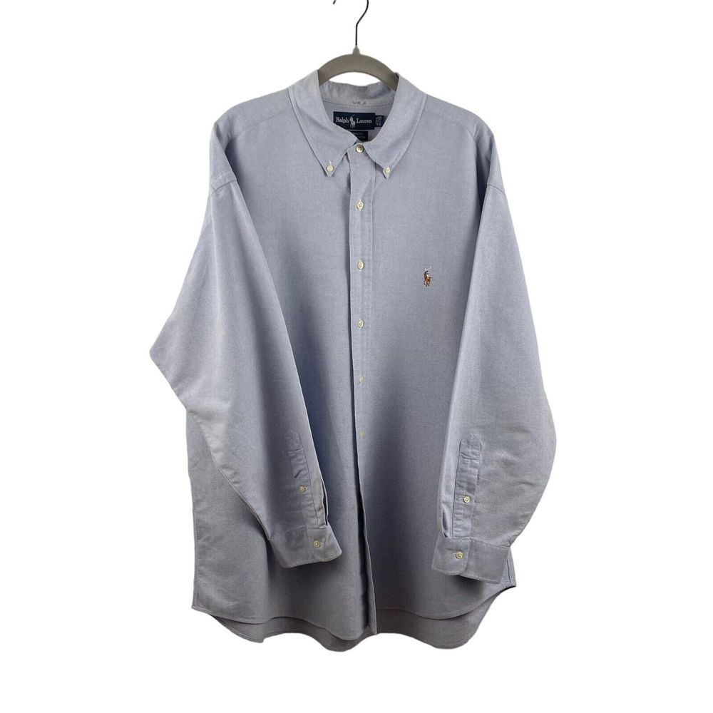 Ralph Lauren Mens Yarmouth Oxford Shirt Blue 17.5 - 33 100% Cotton Button Up